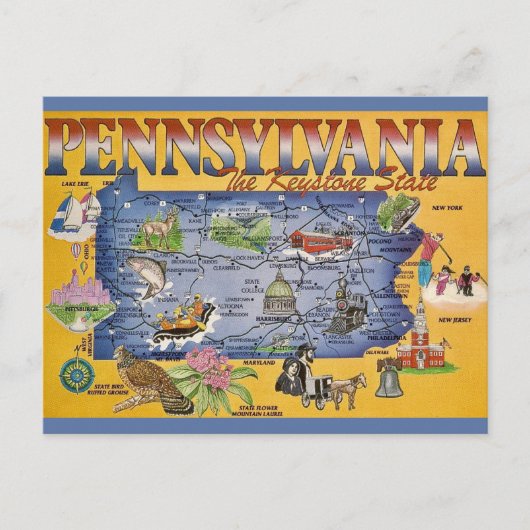 Carte postale de l'État de Pennsylvanie (Devant)