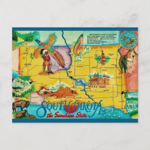 Carte postale de l'État du Dakota du Sud
