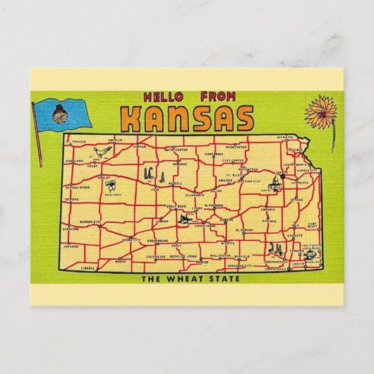 Carte postale de l'État du Kansas (Devant)
