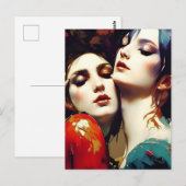 Carte postale de l'étreinte des amoureux (Devant / Derrière)