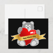 Carte postale de l'Heureuse Sainte-Valentin Teddy (Devant / Derrière)