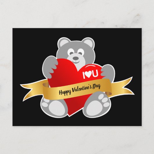 Carte postale de l'Heureuse Sainte-Valentin Teddy (Devant)