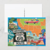 Carte postale de l'Historique Route 66 (Devant / Derrière)