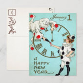 Carte postale de l'horloge du Nouvel An victorien  (Devant / Derrière)