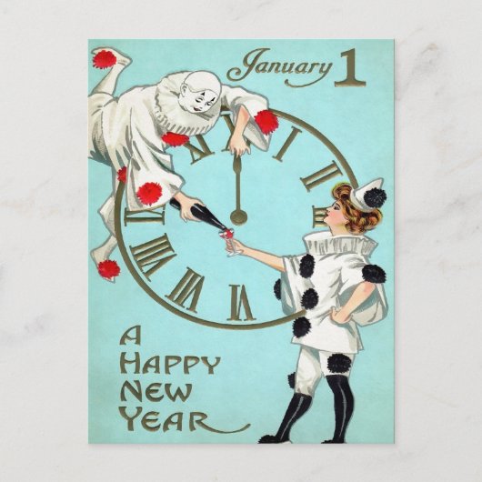 Carte postale de l'horloge du Nouvel An victorien  (Devant)