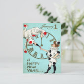 Carte postale de l'horloge du Nouvel An victorien  (Debout devant)