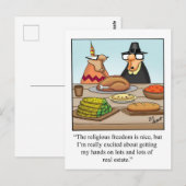 Carte postale de l'Humour Thanksgiving drôle (Devant / Derrière)