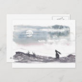Carte postale de lièvre de la lune (Devant / Derrière)