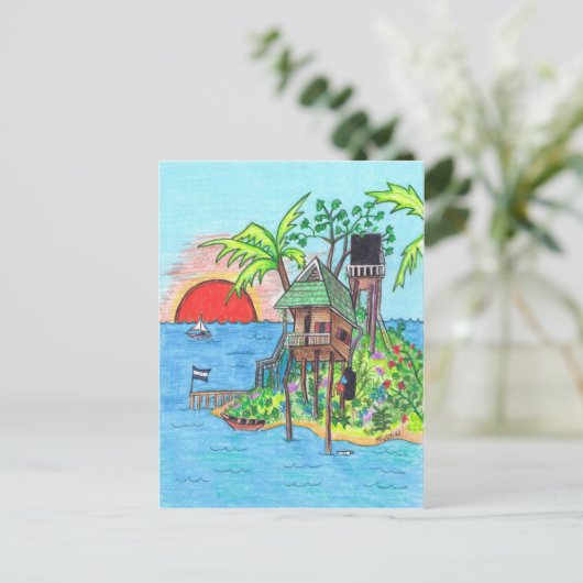 Carte postale de l'île (Debout devant)