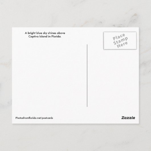 Carte postale de l'île Captiva (Dos)