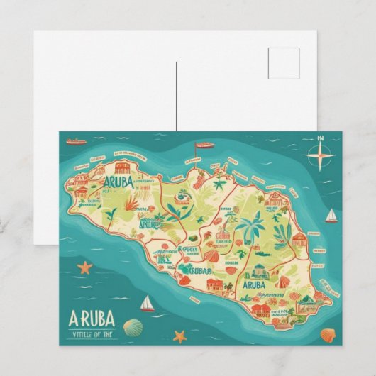 Carte postale de l'île d'Aruba (Devant / Derrière)
