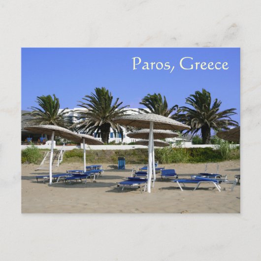 Carte postale de l'île de Paros, Grèce Parasols (Devant)