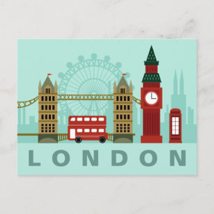 Carte postale de l'illustration mignonne de Londre