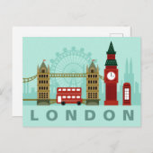 Carte postale de l'illustration mignonne Londres (Devant / Derrière)