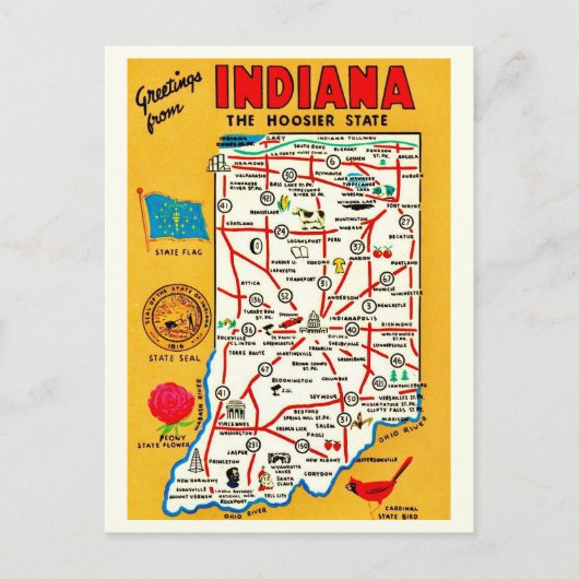 Carte postale de l'Indiana Hoosier (Devant)
