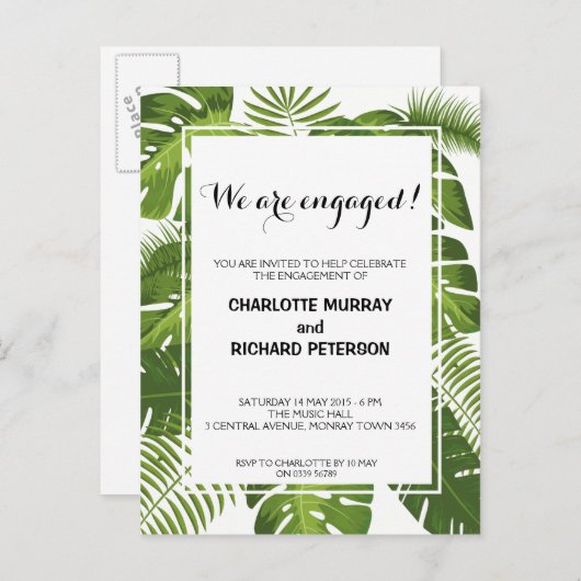 Carte postale de l'invitation de la fête de fiança (Devant / Derrière)