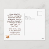 Carte postale de l'Invitation de l'Action de grâce (Dos)