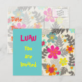 Carte postale de l'invitation de Luau Time party (Devant / Derrière)