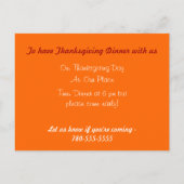 Carte postale de l'invitation de Thanksgiving (Dos)
