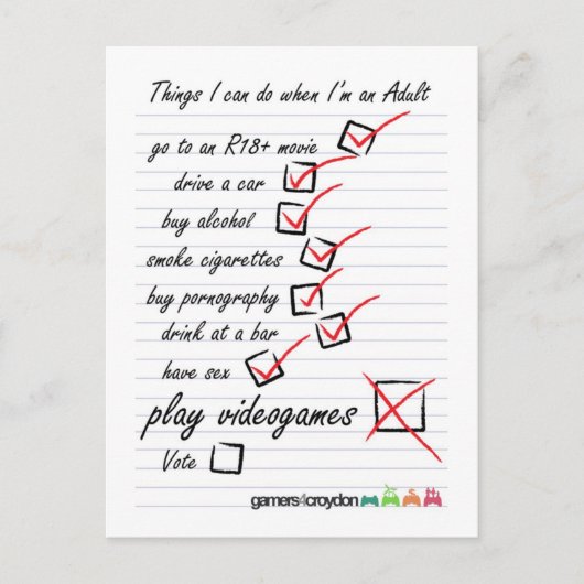 Carte postale de liste de contrôle (Devant)