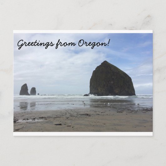 Carte postale de l'Oregon : plage de canon et roch (Devant)