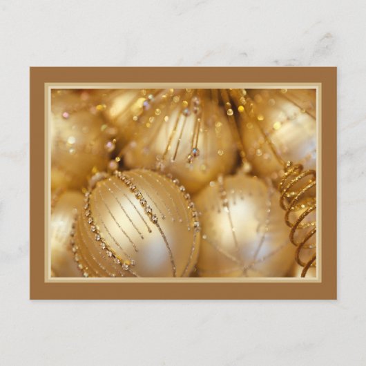 Carte postale de l'ornement de Noël doré (Devant)