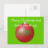 Carte postale de l'ornement de Noël Mimi (Devant / Derrière)