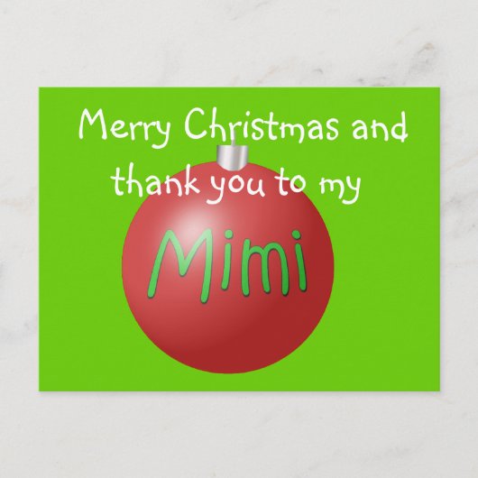 Carte postale de l'ornement de Noël Mimi (Devant)