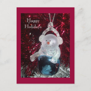 Carte postale de l'ornement Snowman Bell