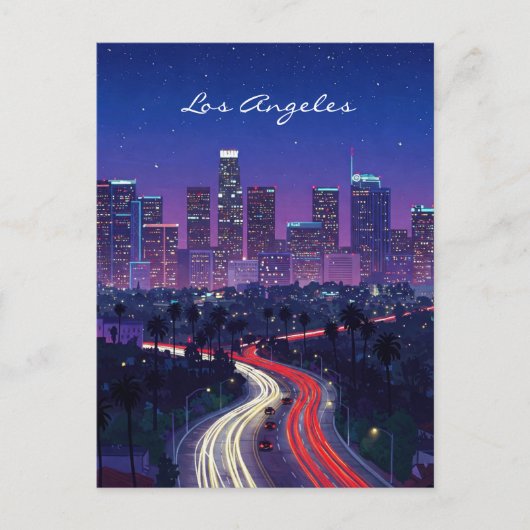 Carte postale de Los Angeles de nuit (Devant)