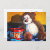 Carte postale de l'ours brun avec tambour rouge (Devant / Derrière)