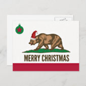 Carte postale de l'Ours de Noël de l'État de Calif (Devant / Derrière)