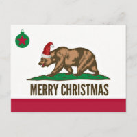 Carte postale de l'Ours de Noël de l'État de Calif
