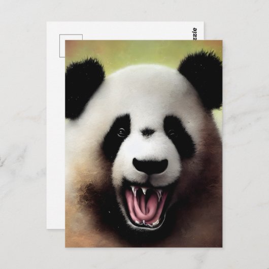 Carte postale de l'ours panda effrayant (Devant / Derrière)