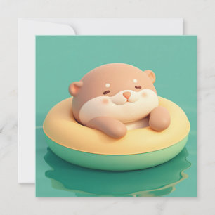 Carte postale de loutre de mer en argile 3D flotta