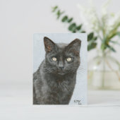 Carte postale de ma peinture d'un chat noir (Debout devant)