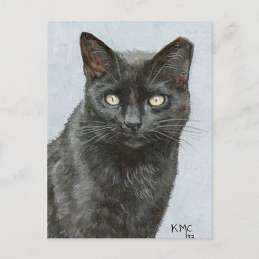 Carte postale de ma peinture d'un chat noir (Devant)