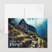 Carte postale de Machu Picchu Pérou artistique (Devant / Derrière)