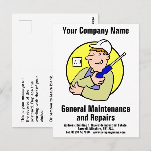 Carte postale de maintenance et de réparations gén (Devant / Derrière)