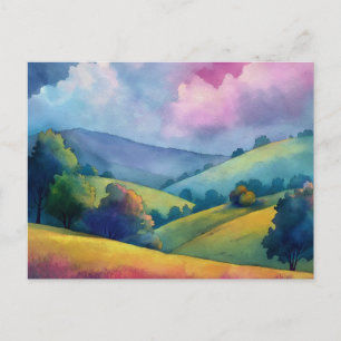 Carte postale de maison d'été aquarelle