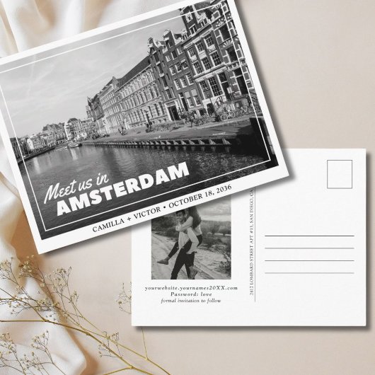 Carte postale de mariage à Amsterdam 'Save the Dat