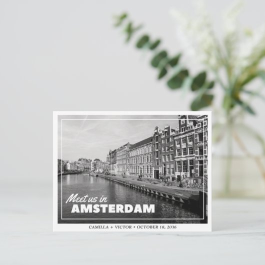 Carte postale de mariage à Amsterdam 'Save the Dat (Debout devant)