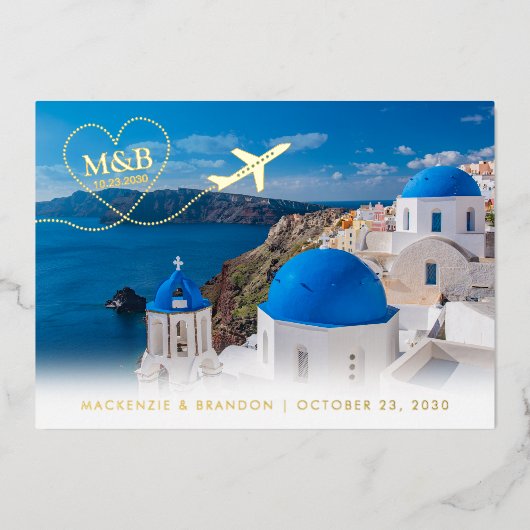 Carte postale de mariage à Santorin Grèce avec dat (Recto)