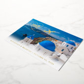 Carte postale de mariage à Santorin Grèce avec dat (Rotation)