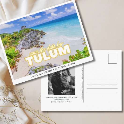 Carte postale de mariage à Tulum, Mexique, pour an