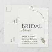 Carte postale de mariage beige noir classique flor (Devant / Derrière)