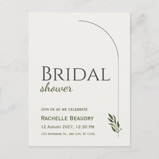 Carte postale de mariage beige noir classique flor (Devant)