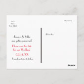 Carte postale de mariage Burlap Red Heart Valentin (Dos)