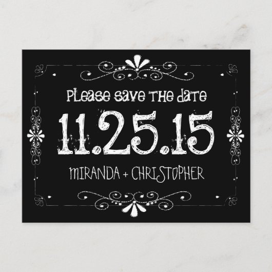 Carte postale de mariage Chalkboard Save the Date (Devant)