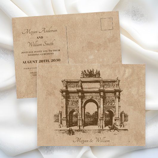Carte postale de mariage d'architecture historique